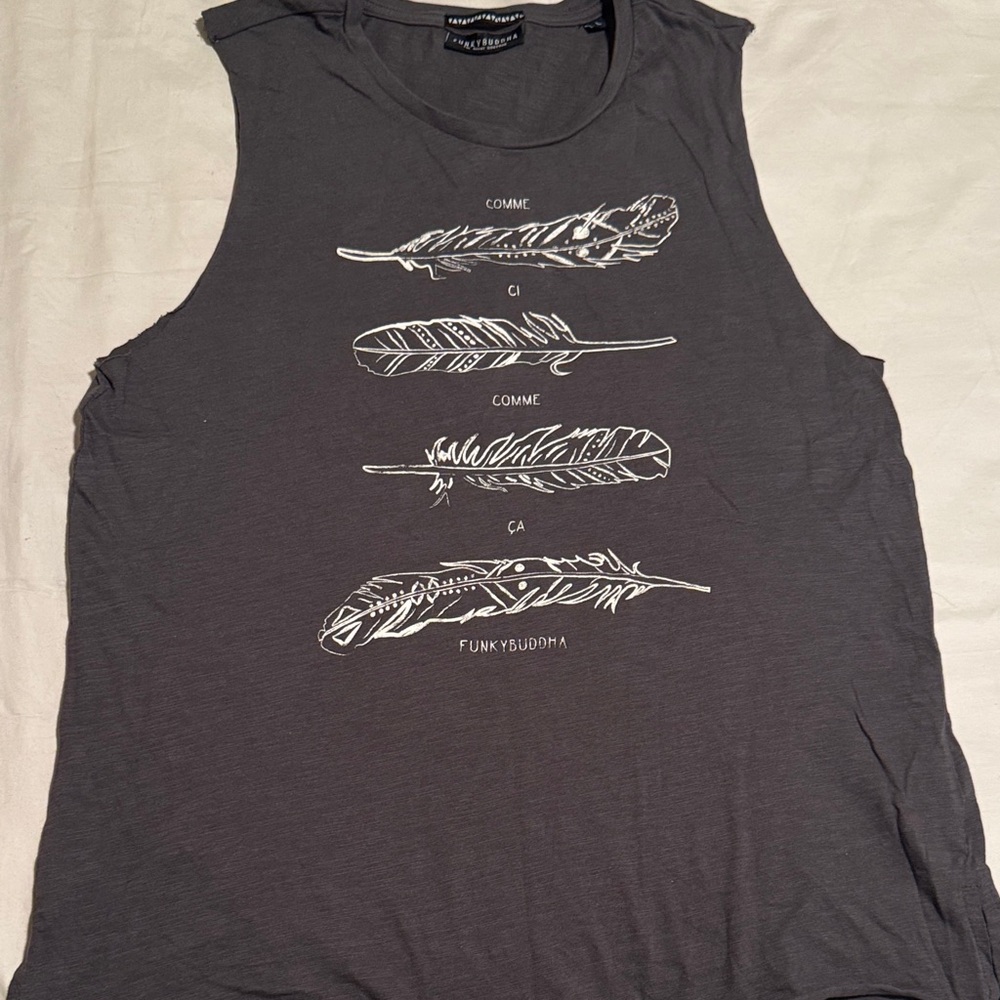 Gray Feather Graphic Tank Top